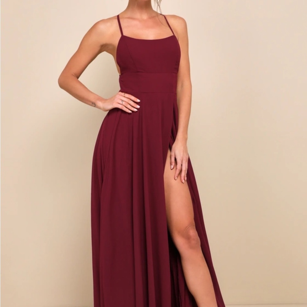 Lulu's Burgundy Maxi Gown for Weddings